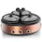 MegaChef Brushed Copper & Black Round Triple 1.5qt. Slow Cooker & Buffet Server Finish With 3 Ceramic Cooking Pots & Removable Lid Rests